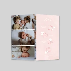 Faire-part Naissance Fille^Planet cards Douceur Pictos