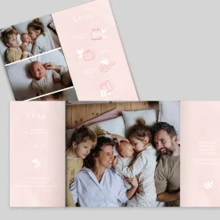 Faire-part Naissance Fille^Planet cards Douceur Pictos