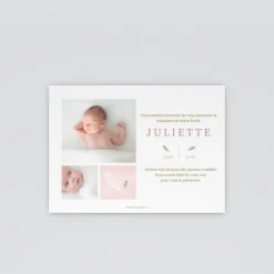 Faire-part Naissance Fille^Planet cards Douceur Plume