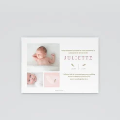 Faire-part Naissance Fille^Planet cards Douceur Plume
