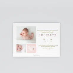 Faire-part Naissance Fille^Planet cards Douceur Plume