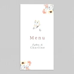 Menu Baptême^Planet cards Doux Papillon