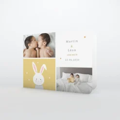 Faire-part Naissance Animaux | Faire-part Naissance Jumeaux^Planet cards Doux petit Lapin Jumeaux