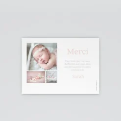 Carte Remerciement Naissance Classique^Planet cards Duo De Photos Et Losange