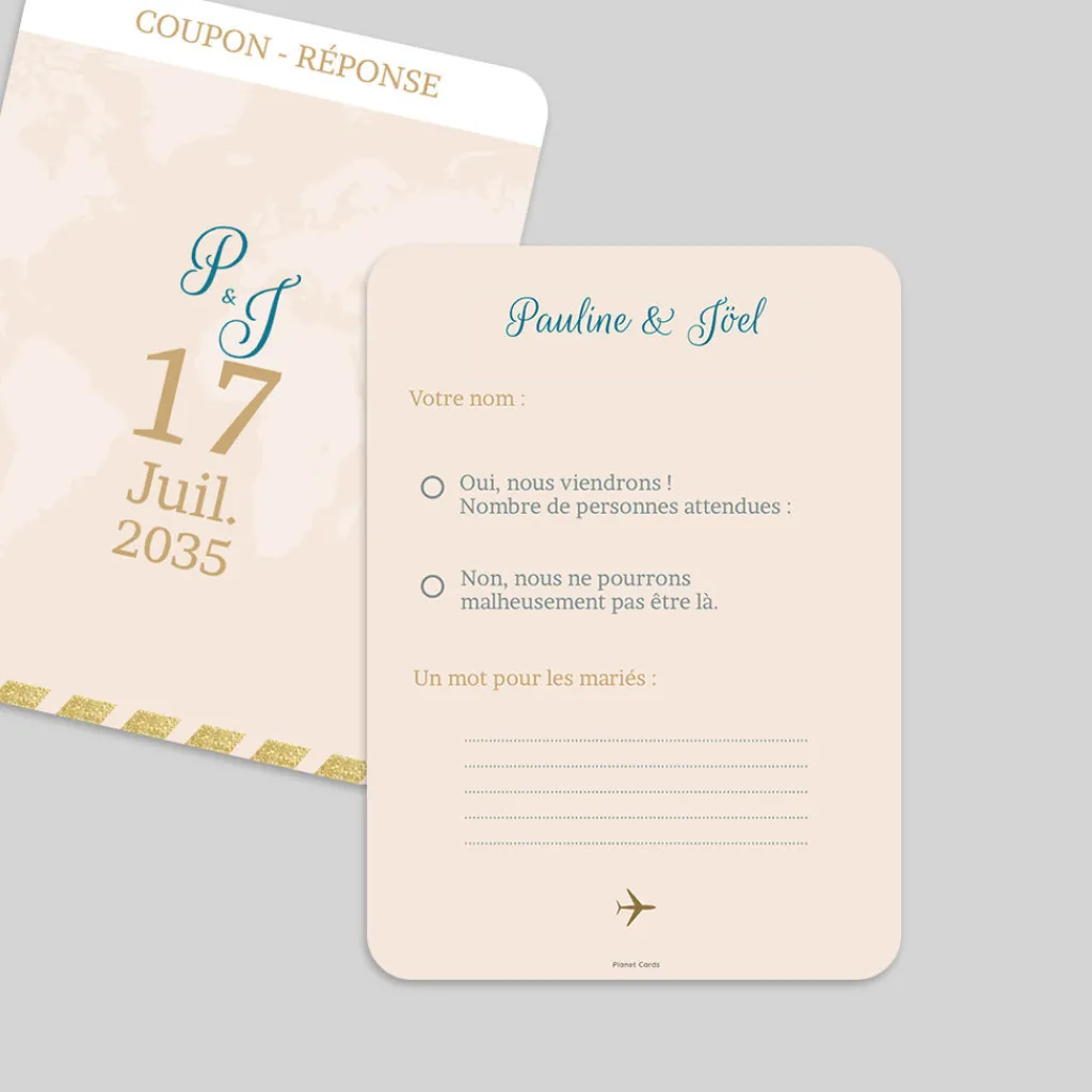 Coupon-réponse Mariage^Planet cards Embarquement Imminent