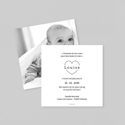 Faire-part Naissance Fille^Planet cards En plein coeur