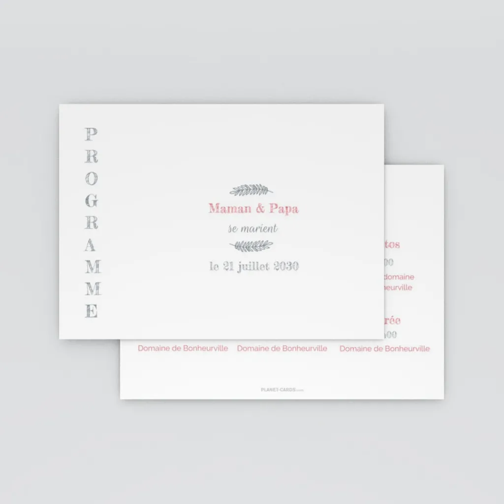 Programme De Mariage^Planet cards Enfants Mariage
