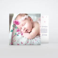 Carte Remerciement Baptême Fille^Planet cards Envolée de pétales