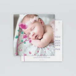 Carte Remerciement Baptême Fille^Planet cards Envolée de pétales