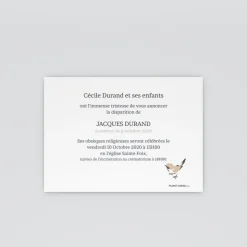Carte Remerciement Décès | Faire-part Décès^Planet cards Envolée d'oiseaux