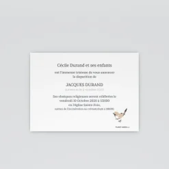 Carte Remerciement Décès | Faire-part Décès^Planet cards Envolée d'oiseaux