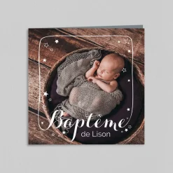 Faire-part Baptême Civil | Gamme Complète^Planet cards Etoiles blanche et cadre