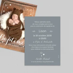 Faire-part Baptême Civil | Gamme Complète^Planet cards Etoiles et cadre