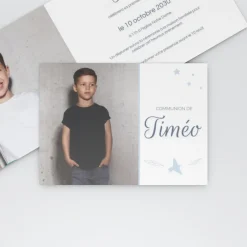 Faire-part Communion^Planet cards Etoiles Et Plumes