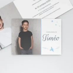 Faire-part Communion^Planet cards Etoiles Et Plumes