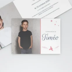 Faire-part Communion^Planet cards Etoiles Et Plumes