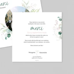 Carte Remerciement Mariage Champêtre^Planet cards Eucalyptus Chic