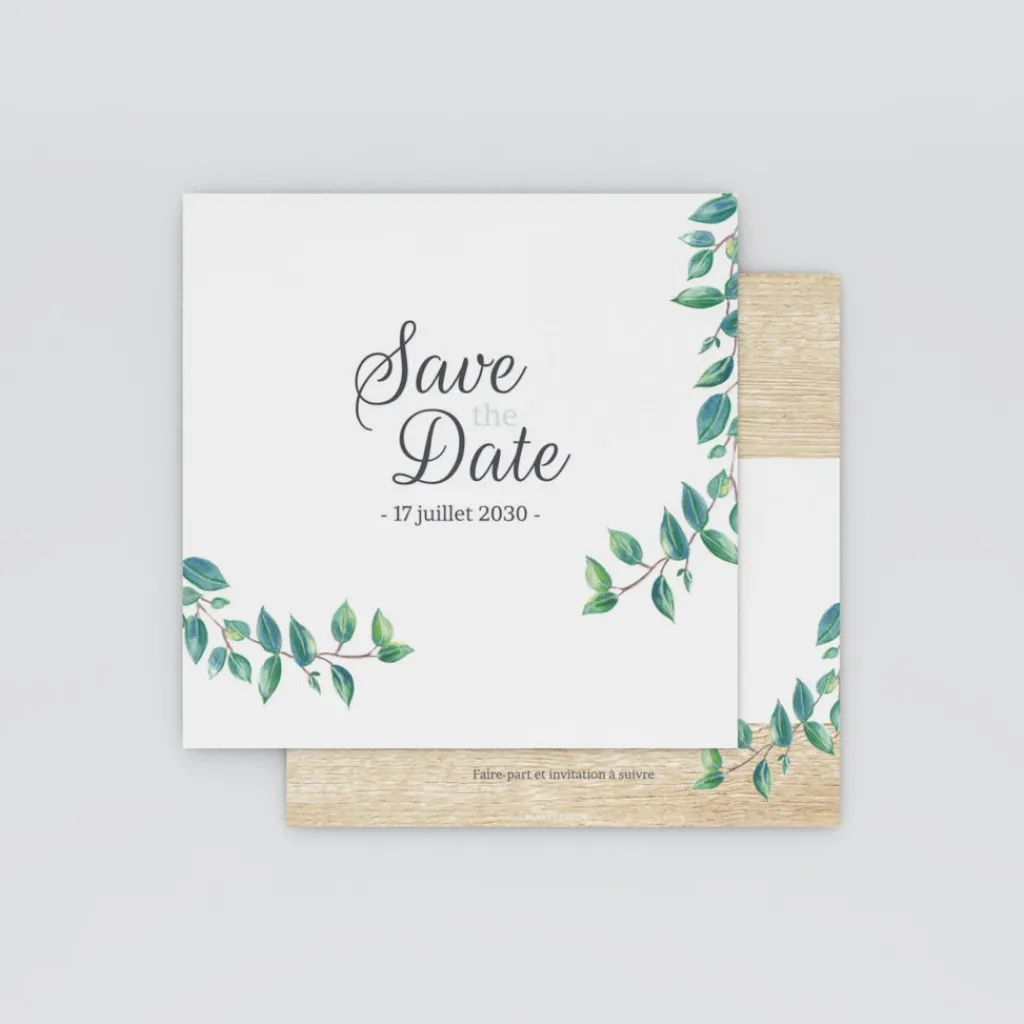 Save The Date^Planet cards Eucalyptus Et Bois