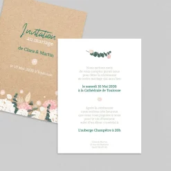 Carte D'invitation Mariage^Planet cards Eucalyptus et Hortensia