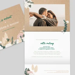 Faire-part Mariage Bohème | Faire-part Mariage Champêtre^Planet cards Eucalyptus et Hortensia