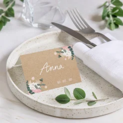 Marque-place Mariage^Planet cards Eucalyptus et Hortensia