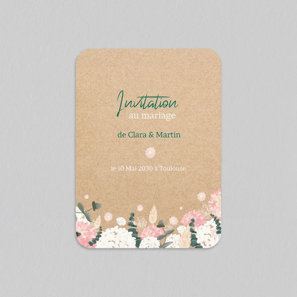 Carte D'invitation Mariage^Planet cards Eucalyptus et Hortensia