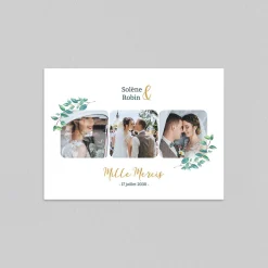 Carte Remerciement Mariage Champêtre^Planet cards Eucalyptus Et Or