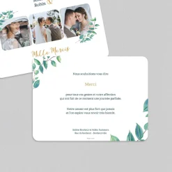 Carte Remerciement Mariage Champêtre^Planet cards Eucalyptus Et Or