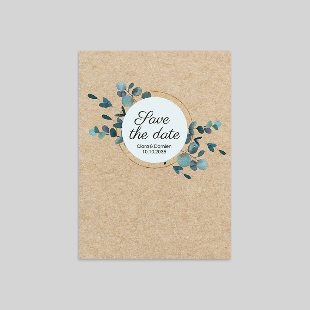 Save The Date^Planet cards Eucalyptus Kraft