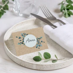 Marque-place Mariage^Planet cards Eucalyptus Kraft