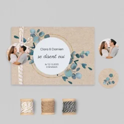 Faire-part Mariage Champêtre | Gamme Complète^Planet cards Eucalyptus Kraft