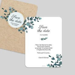 Save The Date^Planet cards Eucalyptus Kraft