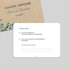 Coupon-réponse Mariage^Planet cards Eucalyptus Kraft