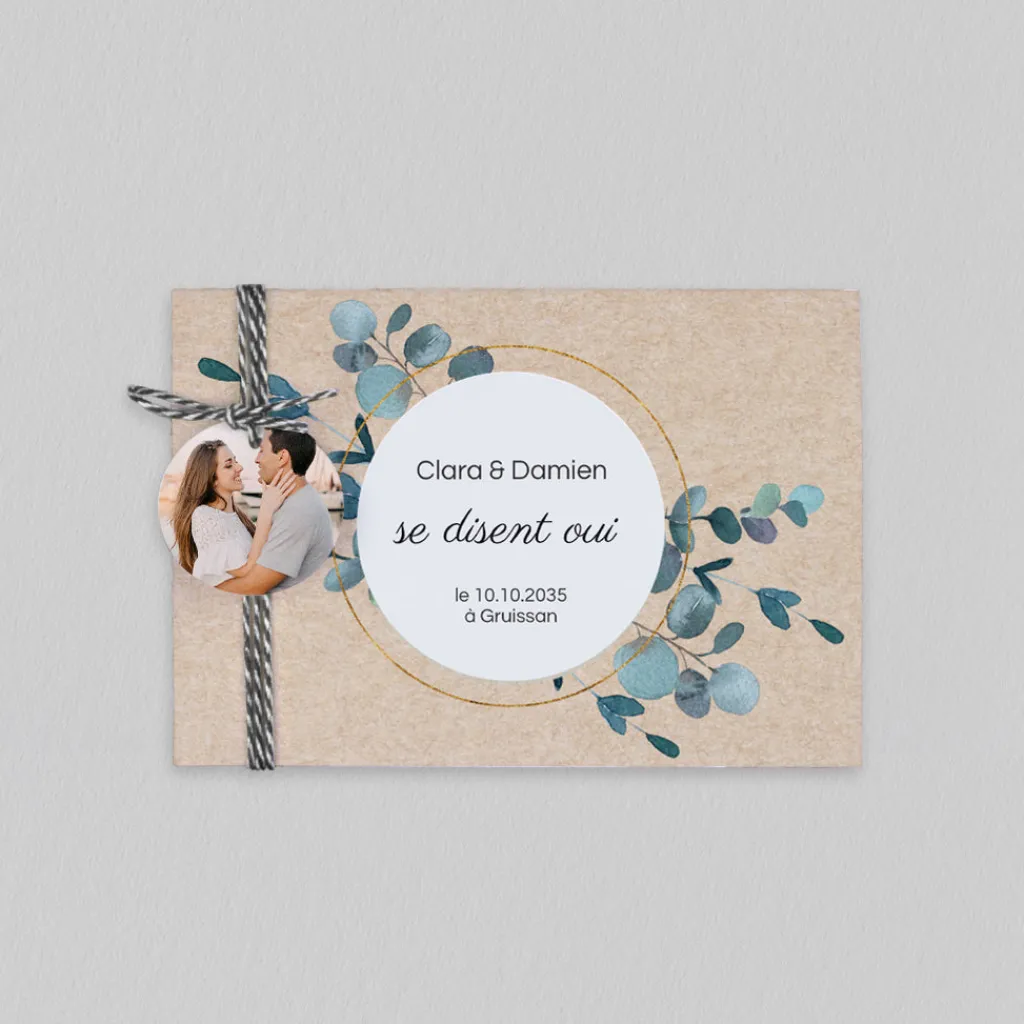 Faire-part Mariage Champêtre | Gamme Complète^Planet cards Eucalyptus Kraft