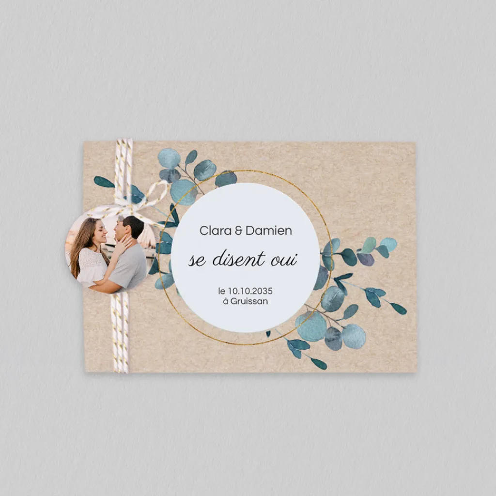 Faire-part Mariage Champêtre | Gamme Complète^Planet cards Eucalyptus Kraft