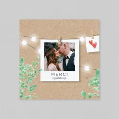 Carte Remerciement Mariage Champêtre^Planet cards Eucalyptus sur Kraft