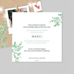Carte Remerciement Mariage Champêtre^Planet cards Eucalyptus sur Kraft