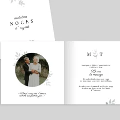 Carte Invitation Noces D'argent | Carte Invitation Noces D'argent^Planet cards Feuillage Argenté