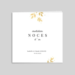 Carte Invitation Noces D'or | Carte Invitation Noces D'or^Planet cards Feuillage Doré