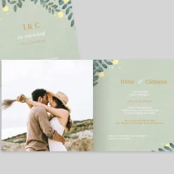 Faire-part Mariage Champêtre^Planet cards Feuillage et Fruits