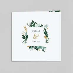 Faire-part Mariage Champêtre^Planet cards Feuillages Et Touches Dorées