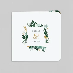 Faire-part Mariage Champêtre^Planet cards Feuillages Et Touches Dorées