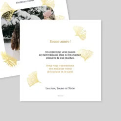 Carte De Vœux Famille^Planet cards Feuille Ginkgo Dorée