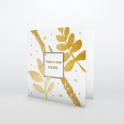 Carte Invitation Noces D'or | Carte Invitation Noces D'or^Planet cards Feuilles Dorées