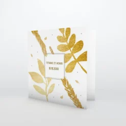 Carte Invitation Noces D'or | Carte Invitation Noces D'or^Planet cards Feuilles Dorées