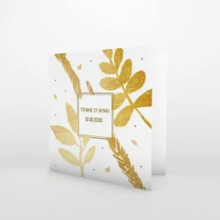 Carte Invitation Noces D'or | Carte Invitation Noces D'or^Planet cards Feuilles Dorées