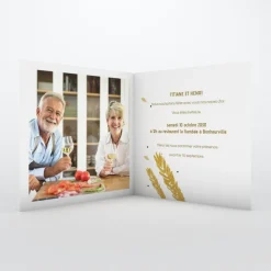 Carte Invitation Noces D'or | Carte Invitation Noces D'or^Planet cards Feuilles Dorées