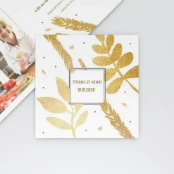 Carte Invitation Noces D'or | Carte Invitation Noces D'or^Planet cards Feuilles Dorées