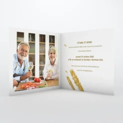 Carte Invitation Noces D'or | Carte Invitation Noces D'or^Planet cards Feuilles Dorées