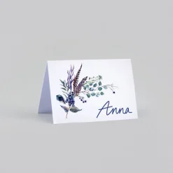 Marque-place Mariage^Planet cards Feuilles et plumes en couronne